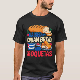 Mit kubanischem Brot und Croquetas Cuba-Flagge Kub T-Shirt