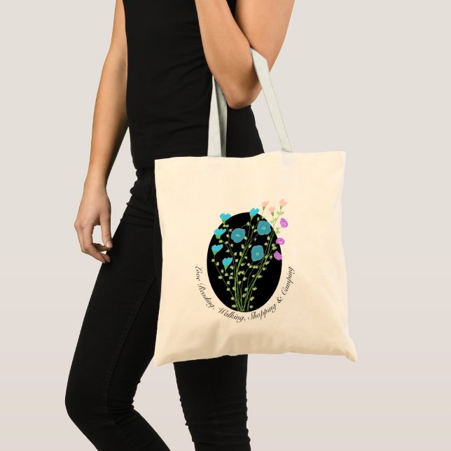 Mit Künstlerischem Blumendesign Tragetasche (Vorderseite (Produkt))