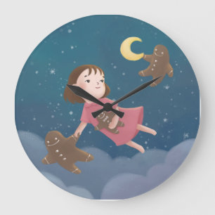 Mit Lebkuchengebäck fliegen Traum Große Wanduhr