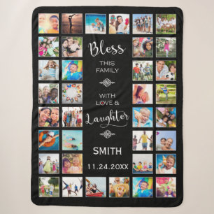 Mit Liebe 32 Foto Collage segne diese Familie Sherpadecke