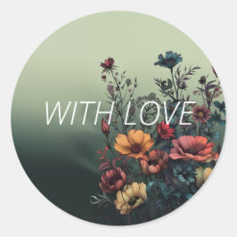 "Mit Liebe" Aquamariner Eleganter Umschlag Aufkleb Runder Aufkleber