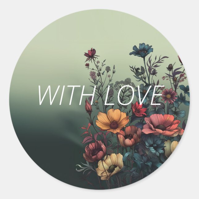 "Mit Liebe" Aquamariner Eleganter Umschlag Aufkleb Runder Aufkleber (Vorderseite)