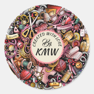 Mit Liebe-Aufkleber erstellt Runder Aufkleber