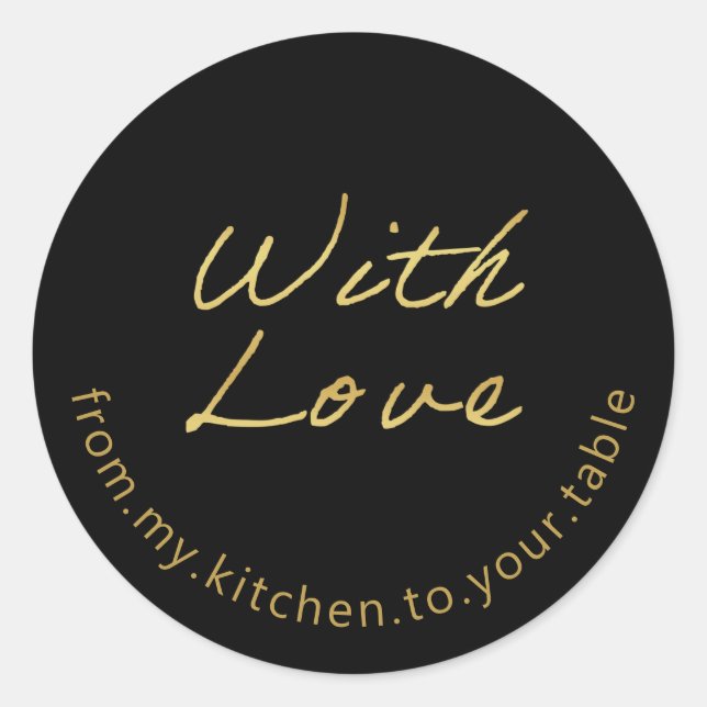 Mit Liebe Baker's Werbe-Siegel Gold auf schwarz Runder Aufkleber (Vorderseite)