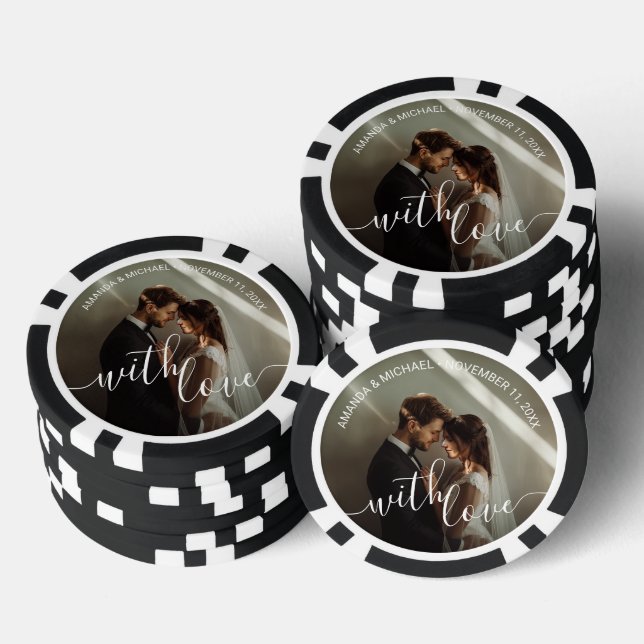 "Mit Liebe" benutzerdefinierte Foto-Gastgeschenk H Pokerchips (Stapel)
