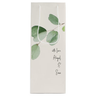 Mit Liebe, benutzerdefinierte Namen Eukalyptus-Cre Geschenktüte Für Weinflaschen