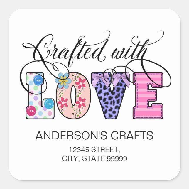 Mit Liebe Black Script ID193 Quadratischer Aufkleber (Vorderseite)