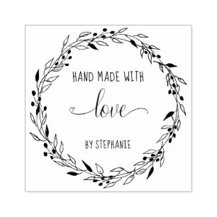 Mit Liebe Blumenkranz Personalisiert gemacht Gummistempel