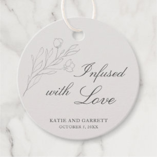 Mit Liebe Durchdrungen Elegant Graue Florale Hochz Geschenkanhänger