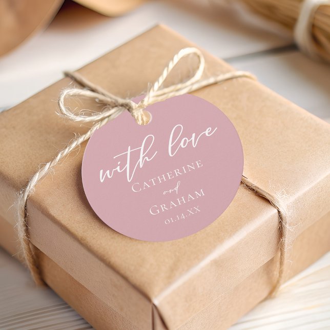 Mit Liebe Dusty Rose Rosa Custom Wedding Geschenkanhänger (Von Creator hochgeladen)
