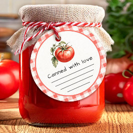 Mit Liebe eingemachte Tomaten mit Karomuster Geschenkanhänger