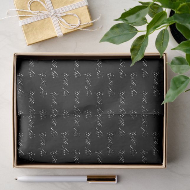 Mit Liebe Elegante Kalligrafie Solid Black Wedding Seidenpapier (Geschenk)