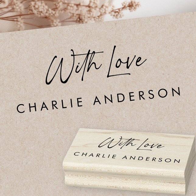 Mit Liebe elegante Schriftzeichen Gummistempel (With love elegant script signature rubber stamp)