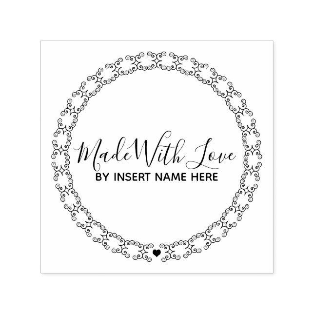Mit Liebe filigranes, rundes Herz Permastempel (Design)