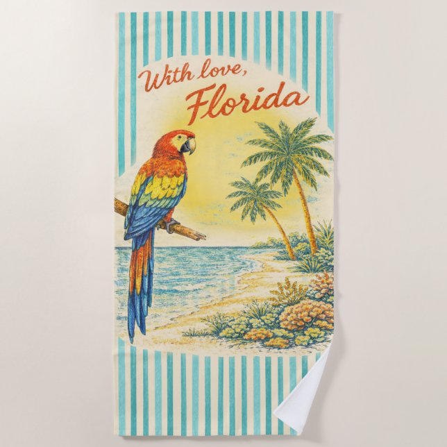 Mit Liebe Florida Papageien Strandhandtuch (Vorderseite)