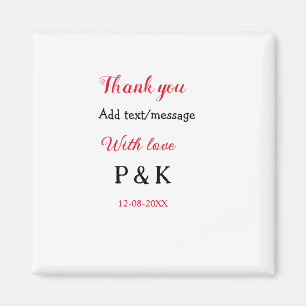 Mit Liebe fügt Paarname Buchstabe Danke fügt Datum Magnet