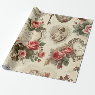 “Mit Liebe & Für immer Dein” Romantisch Vintage Geschenkpapier