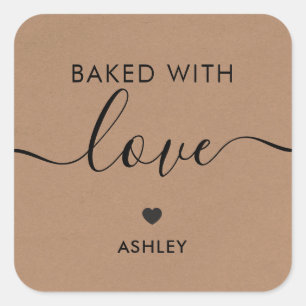 Mit Liebe Gebacken Etikett, Selbstgemacht Aufklebe Quadratischer Aufkleber
