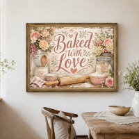 Mit Liebe Gebacken Florale Farmhaus Küche Wandkuns