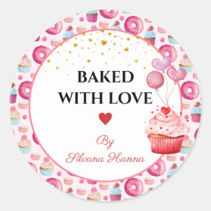Mit Liebe Gebacken - Süße Cupcakes & Donuts Runder Aufkleber