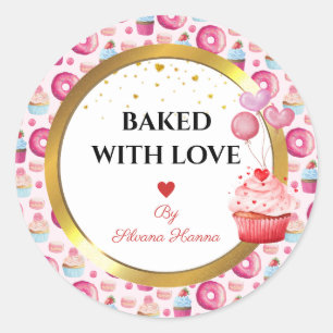 Mit Liebe Gebacken - Süße Cupcakes & Donuts Runder Aufkleber