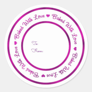 Mit Liebe gebacken Treat Vibrant Purple Modern Gla Runder Aufkleber