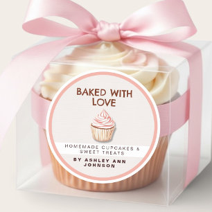 Mit Liebe gebackene Cupcake-Aufkleber Bäckerei-Eti Runder Aufkleber