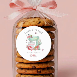 Mit Liebe gebackener Kuchen Mixer Wasserfarbe Runder Aufkleber