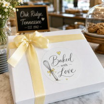 Mit Liebe gebackener Watercolor-Bäckerei-Aufkleber