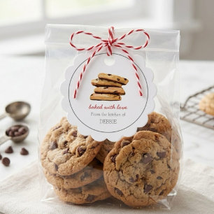 Mit Liebe gebackenes COOKIE Feiertagsbäcker Favor Geschenkanhänger