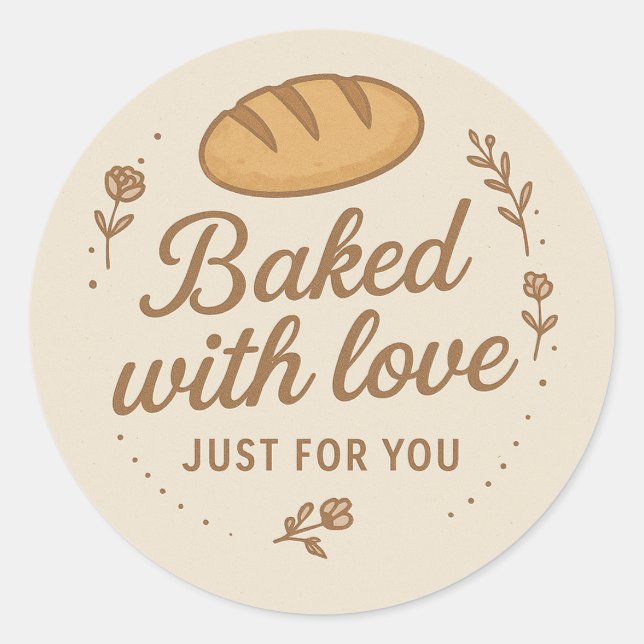 Mit Liebe Gebackenes Sticker Etikett (Vorderseite)