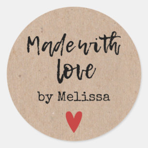 Mit Liebe gefertigt Runder Aufkleber
