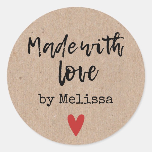 Mit Liebe gefertigt Runder Aufkleber (Vorderseite)