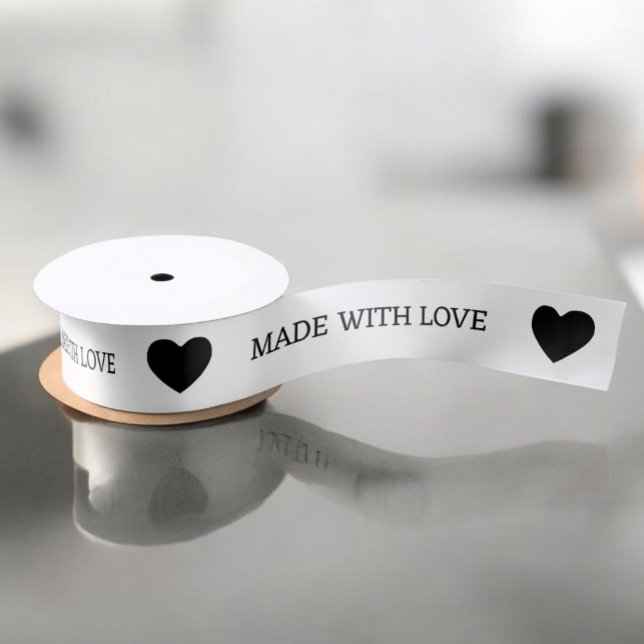 Mit Liebe gefertigt Satinband (Made With Love Crafting Satin Ribbon by Ricaso. For your craft business. Crafting supplies)