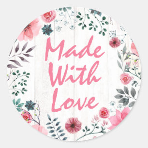 Mit Liebe Gemacht Rustikale Shabby Chic Rosen Anem Runder Aufkleber