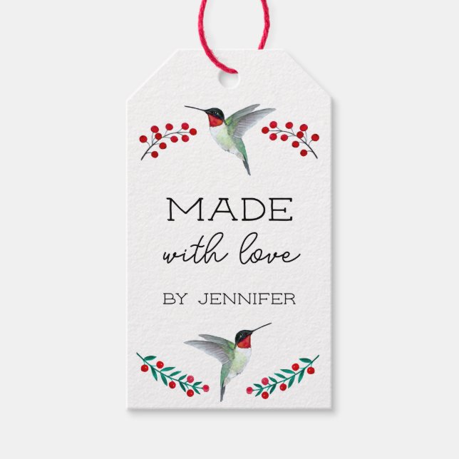 Mit Liebe Geschenkmarke hergestellt Geschenkanhänger (Vorderseite)