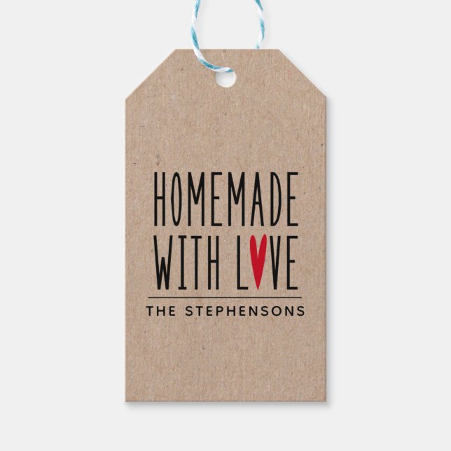 Mit Liebe-Geschenktasten Geschenkanhänger (Vorderseite)