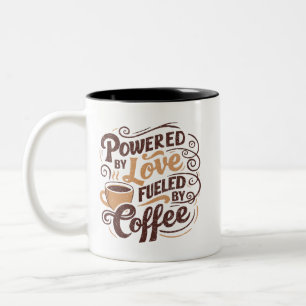 Mit Liebe gespeist durch Kaffee-Tasse Zweifarbige Tasse