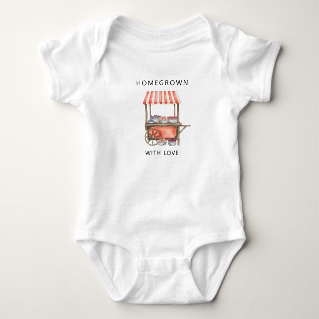 Mit Liebe großgezogen - Wagen mit Beeren -  Baby Strampler (Vorderseite)