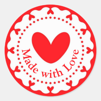 Mit Liebe handgefertigt, hausgemachte Etikettenauf Runder Aufkleber