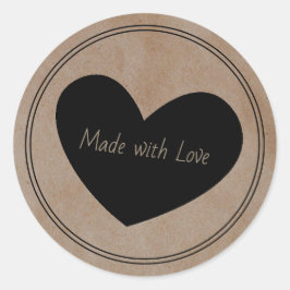Mit Liebe handgefertigte Kraft Packing Label Runder Aufkleber