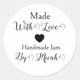 Mit Liebe Handgemachter Jam Modern Minimalistisch Runder Aufkleber