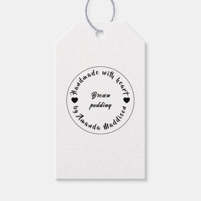 Mit Liebe Handgemachtes Schwarzes Herz Design Geschenkanhänger (Vorderseite)