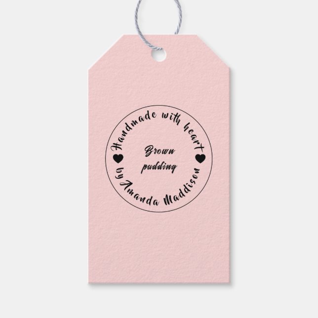 Mit Liebe hergestellt Cream Herz Design Geschenkanhänger (Vorderseite)