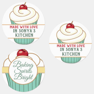 Mit Liebe hergestellter Cupcake Personalisiert Etiketten