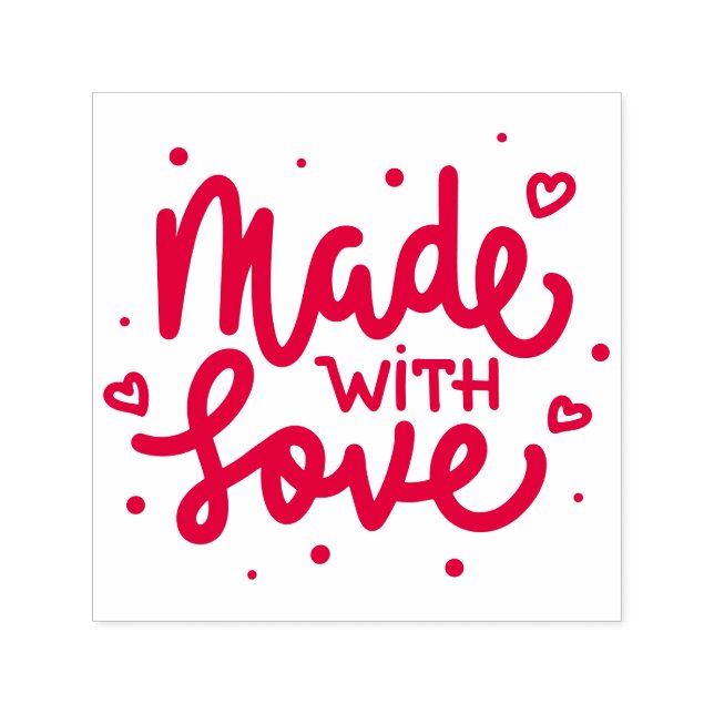 Mit Liebe Herz Doodle gefertigt Permastempel (Design)