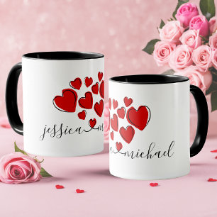Mit Liebe & Herzen verbunden - Personalisierter ro Tasse