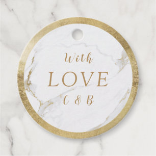 Mit Liebe Imitate Gold Marmor moderne Hochzeit Geschenkanhänger