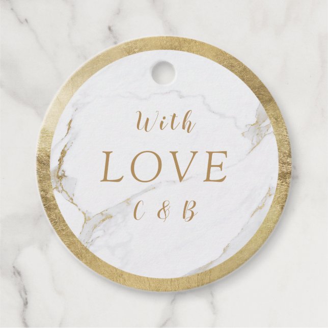 Mit Liebe Imitate Gold Marmor moderne Hochzeit Geschenkanhänger (Vorderseite)