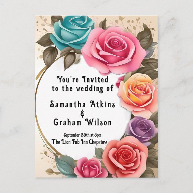 Mit Liebe in voller Blütezeit Einladung Postkarte (Vorderseite)